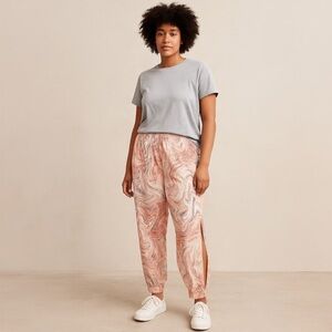 Marble Swirl Print Side-Slit Pants – 2XL | 90s Inspired Loose Fit Streetwear